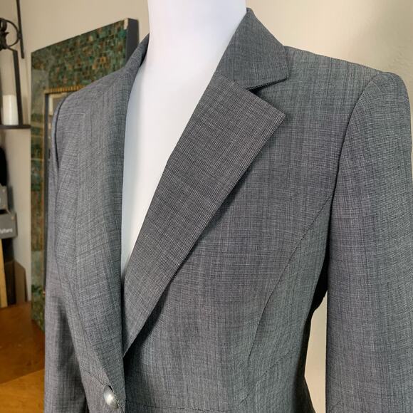 Kasper Size 8 Women's One Button Blazer Jacket Gray Career Work Minimalist - Picture 4 of 12